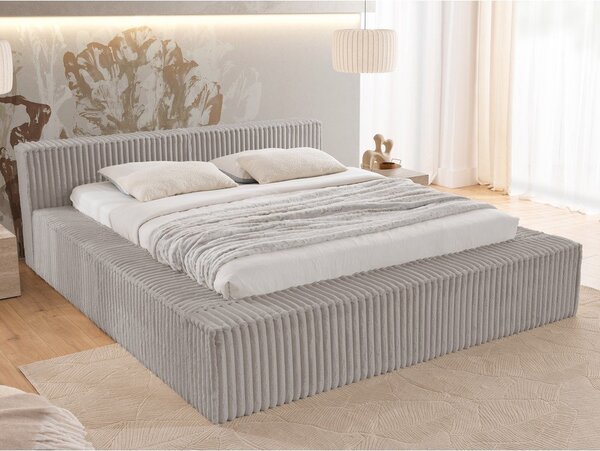 Sivá čalúnená dvojlôžková posteľ s úložným priestorom s roštom 140x200 cm Cloe – Ropez