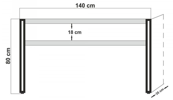 Hanah Home Konzolový stolík Dresua 140 cm borovice atlantic/antracitový