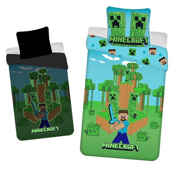 Bavlnené detské obliečky so svietiacim efektom na jednolôžko 140x200 cm Minecraft "Jungle Fight" – Jerry Fabrics