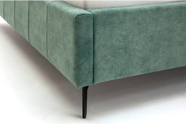 Zelená čalúnená dvojlôžková posteľ s úložným priestorom s roštom 180x200 cm Lizzano – Meise Möbel
