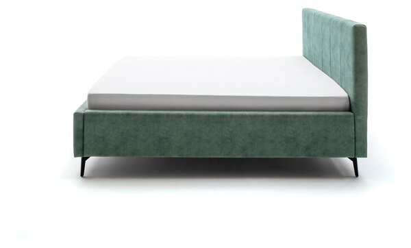 Zelená čalúnená dvojlôžková posteľ s úložným priestorom s roštom 180x200 cm Lizzano – Meise Möbel