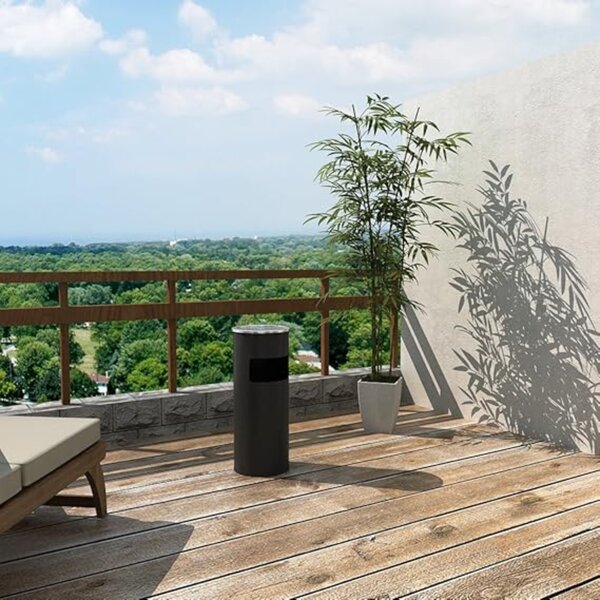 Stojanový popolník s odpadkovým košom SMOKE, 60,5x24,5cm, čierna SongmicsHome