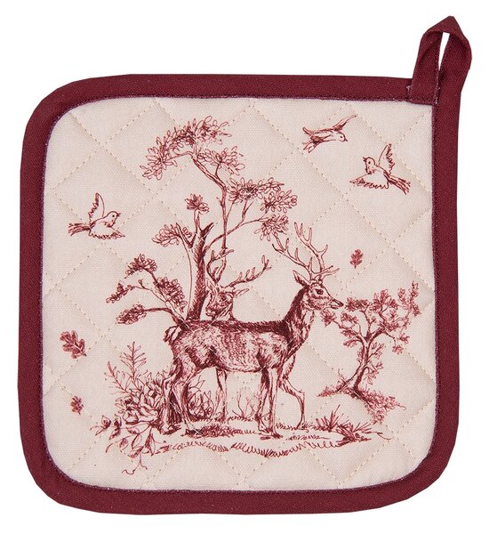 Béžová bavlnená chňapka - podložka s jeleňom Pretty Forest - 20*20 cm - Clayre & Eef