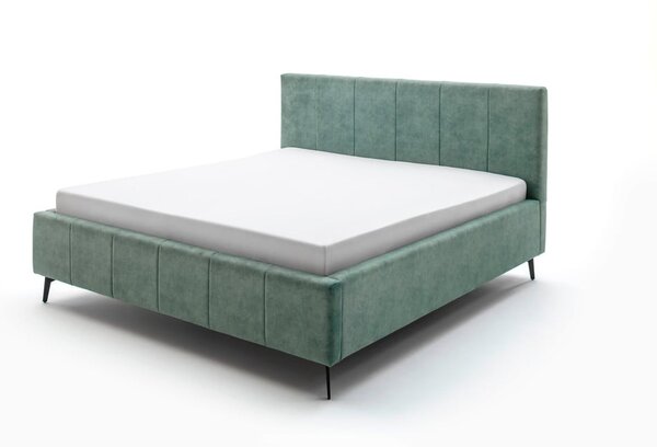 Zelená čalúnená dvojlôžková posteľ s úložným priestorom s roštom 180x200 cm Lizzano – Meise Möbel