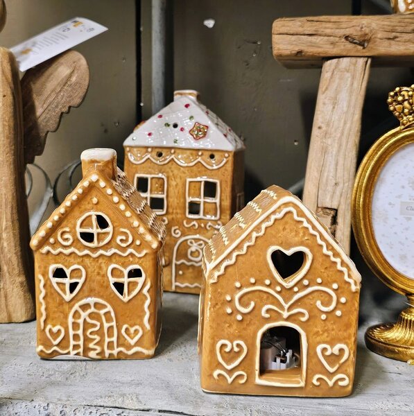 Perníková chalúpka na čajovú sviečku Gingerbread Cott Gingerbread Cottage - 9*7*16 cm - Clayre & Eef