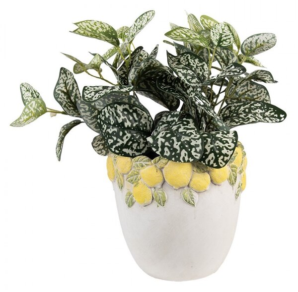 Cementový kvetináč lemovaný citrónmi Lemoni M - Ø 20*19 cm - Clayre & Eef