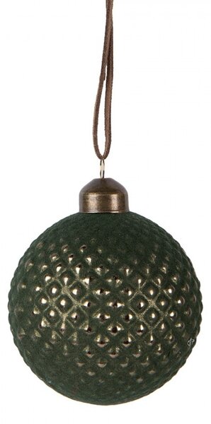 Zelená sklenená vianočná ozdoba gule - Ø 8*9 cm - Clayre & Eef