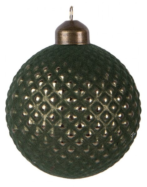 Zelená sklenená vianočná ozdoba gule - Ø 8*9 cm - Clayre & Eef