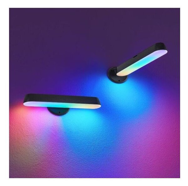 TRIO Reality R55382102 GAME stolná lampička SMD LED V280mm 2x2,5W RGB čierna, stmievateľné, diaľkový ovládač