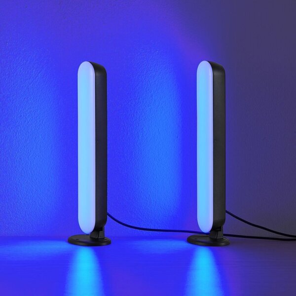 TRIO Reality R55382102 GAME stolná lampička SMD LED V280mm 2x2,5W RGB čierna, stmievateľné, diaľkový ovládač