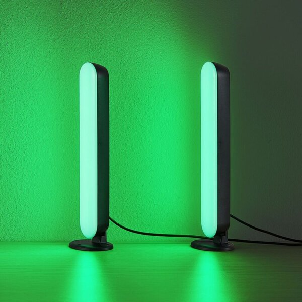 TRIO Reality R55382102 GAME stolná lampička SMD LED V280mm 2x2,5W RGB čierna, stmievateľné, diaľkový ovládač