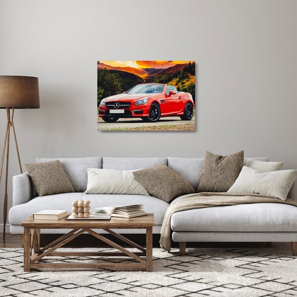 Sklenený obraz - červený Mercedes (70x50 cm)