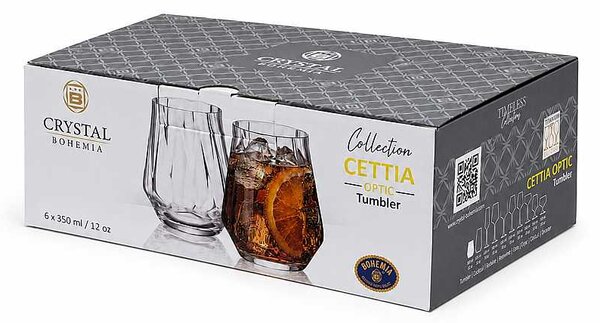 Crystal Bohemia Cettia optic poháre 350 ml 6 ks