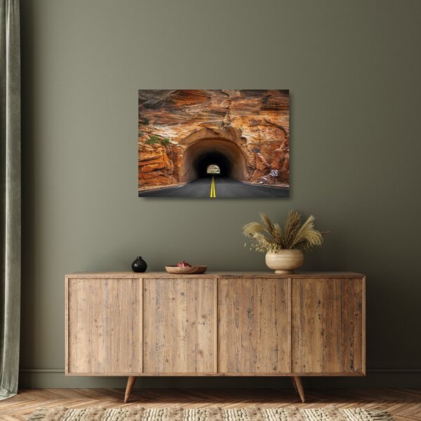 Sklenený obraz - tunel v skale (70x50 cm)