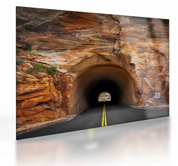 Sklenený obraz - tunel v skale (70x50 cm)