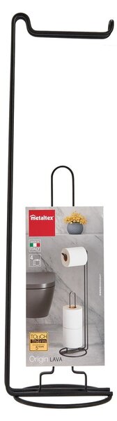 Čierny stojan na toaletný papier s držiakom Metaltex Origin
