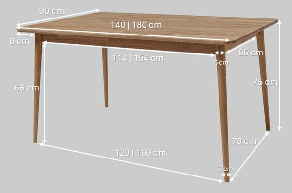 Jedálenský stôl Ekholm z dubu - 1400x900 mm