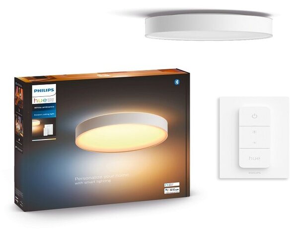 Philips HUE LED White Ambiance 41160/31/P6 Enrave L stropné svietidlo 33,5W 4300lm 2200-6500K 42,5cm biele stmievateľné BlueTooth + HUE Switch