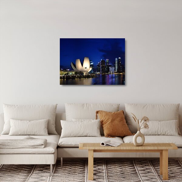 Sklenený obraz nočného Singapuru (70x50 cm)