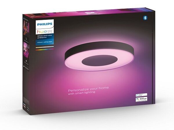 Philips HUE LED White and color Ambiance 41164/30/P9 Infuse L stropné svietidlo 52,5W 3700lm 2200-6500K+RGB 42,5cm čierne stmievateľné BlueTooth