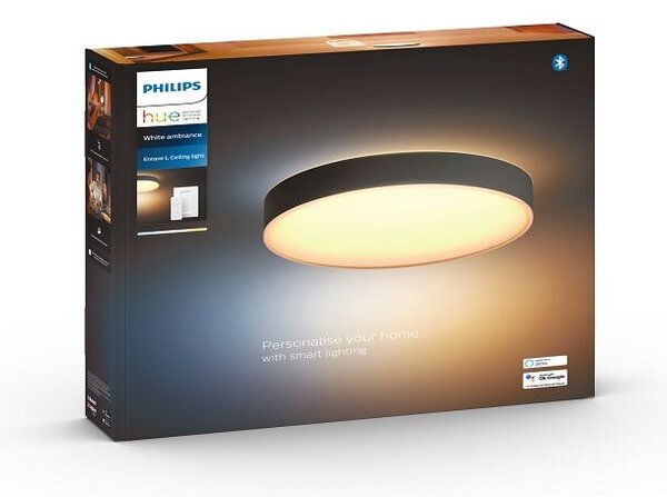 Philips HUE LED White Ambiance 41160/30/P6 Enrave L stropné svietidlo 33,5W 4300lm 2200-6500K 42,5cm čierne stmievateľné BlueTooth + HUE Switch