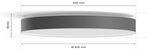 Philips HUE LED White Ambiance 41160/30/P6 Enrave L stropné svietidlo 33,5W 4300lm 2200-6500K 42,5cm čierne stmievateľné BlueTooth + HUE Switch