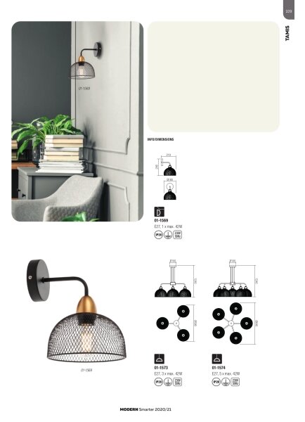 Redo 01-1573 - Luster na lane TAMIS 3xE27/42W/230V pr. 59 cm čierna