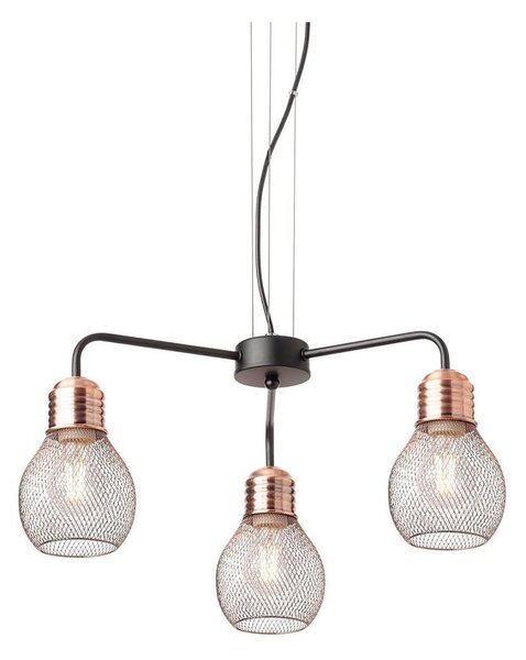 Redo 01-1579 - Luster na lanku EDISON 3xE27/42W/230V, priemer 53 cm, čierna/medená