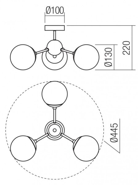 Redo 01-2176 - Luster na tyči SEMIA 3xE14/28W/230V čierna/dymová