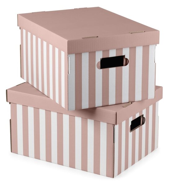 Kartónové úložné boxy v súprave 2 ks s vekom Stripes – Compactor