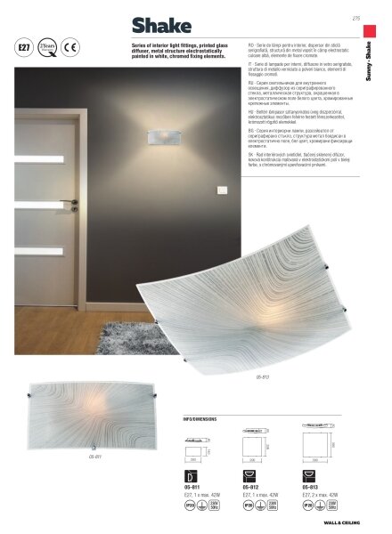 Redo 05-812 - Stropné svietidlo SHAKE 1xE27/42W/230V 29,5x29,5 cm biele