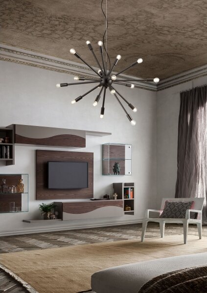 Redo 01-2934 - Závesný luster STELLAR na lanku 12xE14/25W/230V čierny