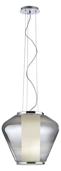Redo 01-1139 - Závesný luster FUSION na lankách 1xE27/42W/230V pr. 30 cm, lesklý chróm/dymové sklo