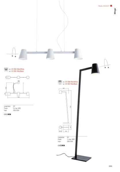 Redo 01-1556 - Stojacia lampa MINGO 1xE27/42W/230V biela