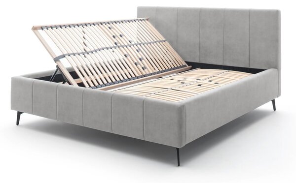 Svetlosivá čalúnená dvojlôžková posteľ s úložným priestorom s roštom 180x200 cm Lizzano – Meise Möbel