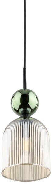 Závesný luster SOPHIA na lanku 1xE14/10W/230V čierna/zelená/dymová béžová