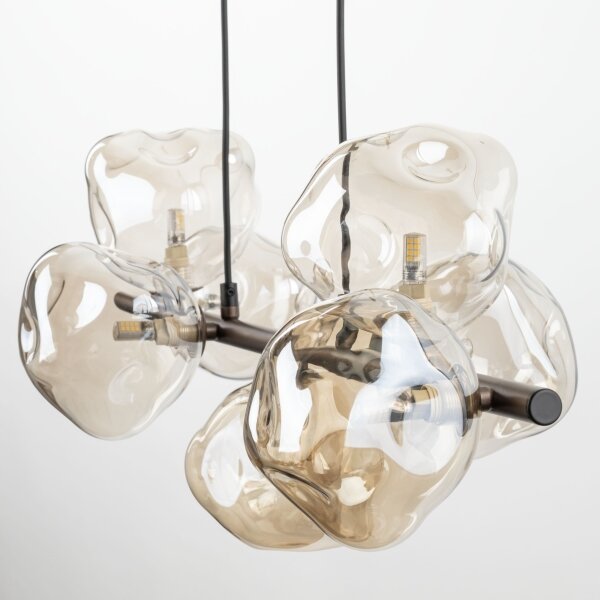 Luster na lanku LAVA 7xG9/8W/230V bronzová/dymovo-béžová
