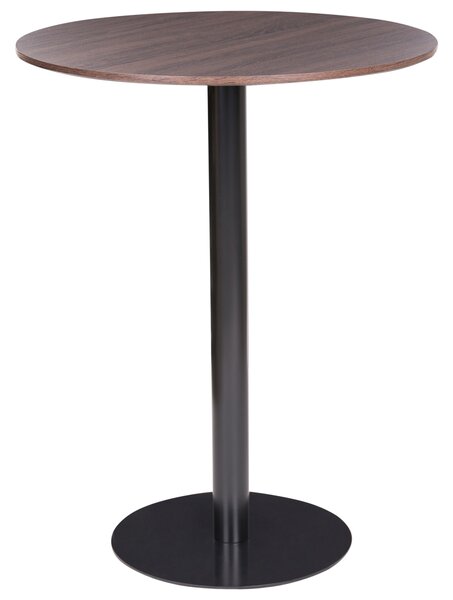 Záhradný bistro stolík tmavohnedá a čierna okrúhly 80 x 80 cm vysoká kovová podnož rustikálny moderný