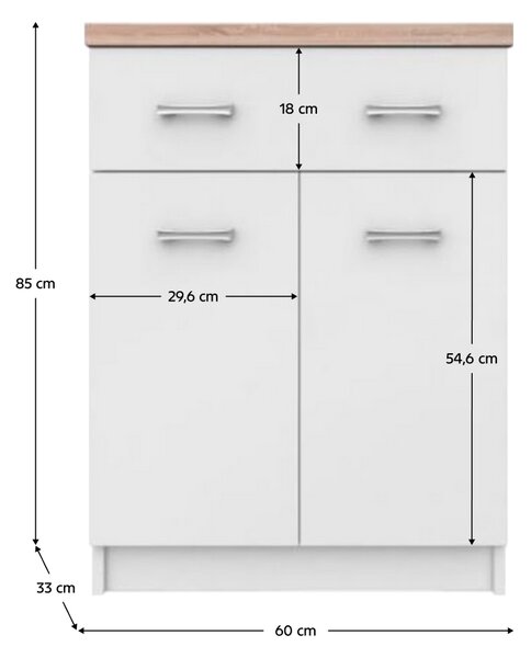 KONDELA Komoda 2D1S/60, biela/dub sonoma, TOPTY TYP 41