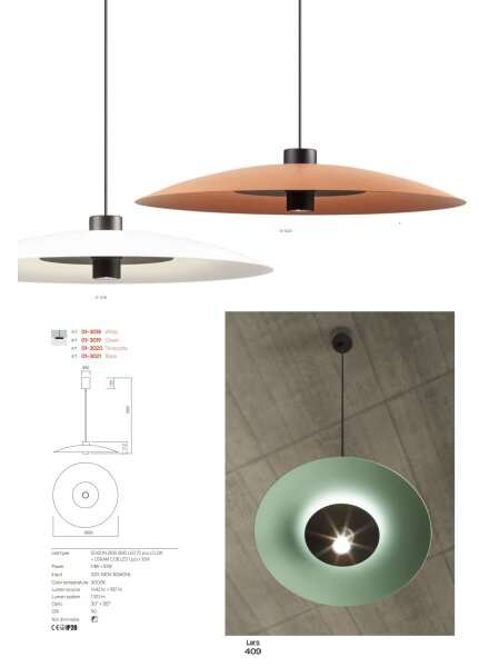 Redo 01-3018 - LED luster na lanku LARS LED/14W/230V+LED/10W pr. 60cm CRI90 biela