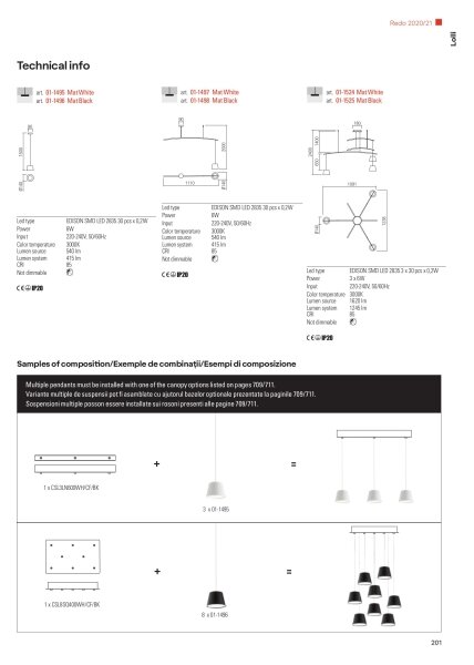 Redo 01-1495 - LED závesný luster na lankách LOLLI LED/6W/230V priemer 14 cm biela