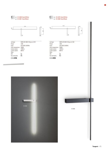 Redo 01-2479 - LED nástenné svietidlo TANGENT LED/14W/230V 3000K biele