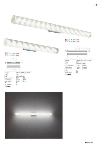 Redo 01-2591 - LED osvetlenie kúpeľňového zrkadla RIGAL LED/12W/230V IP44 chróm/biela