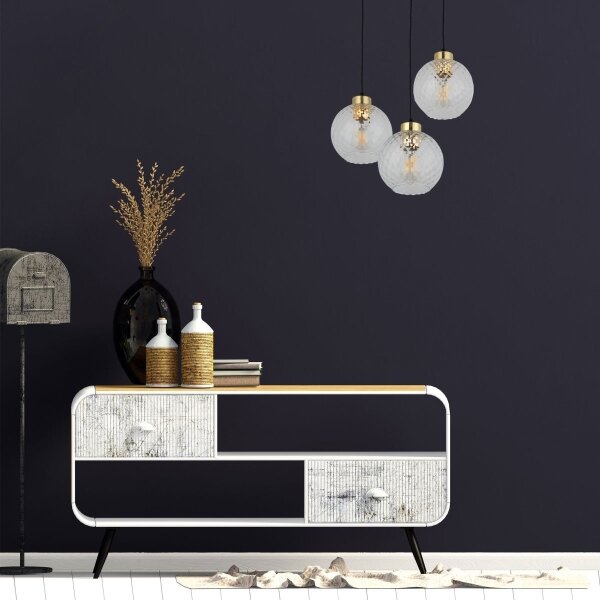LED luster na lanku DEVON 3xE27/15W/230V čierna/číra