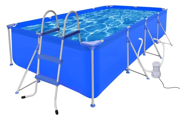 Oceľový bazén s rebríkom & čerpadlom, 394 x 207 x 80 cm