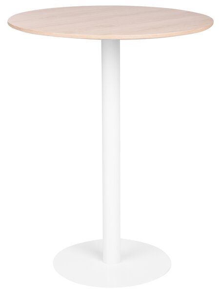Záhradný bistro stolík svetlohnedá a biela okrúhly 80 x 80 cm vysoká kovová podnož rustikálny moderný
