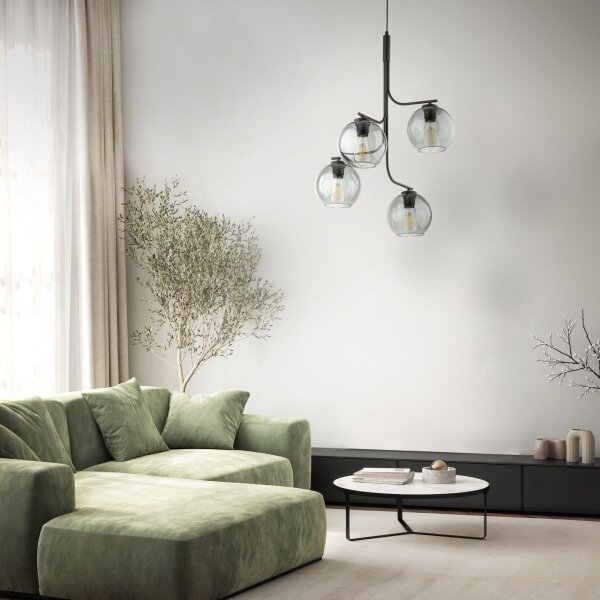 Luster na lanku CESAR 4xE27/15W/230V čierna/dymová sivá