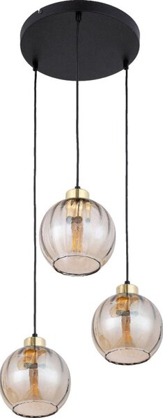 Luster na lanku DEVI 3xE27/15W/230V čierna/dymová béžová