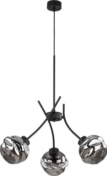 Závesný luster na lanku ZULIA 3xE27/15W/230V čierna/dymová čierna