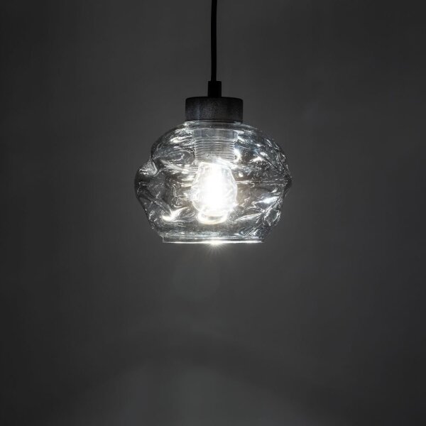 Závesný luster na lanku ZULIA 1xE27/15W/230V čierna/dymovo čierna